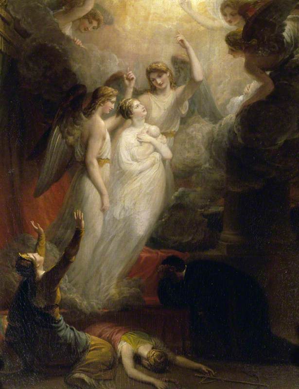 The Apotheosis of Princess Charlotte Augusta (1796–1817), Princess of Wales, vintage artwork by Henry Howard, 12x8" (A4) Poster