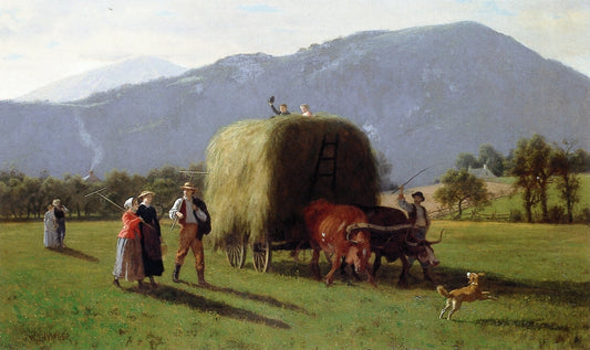 Bringing in the Hay, vintage artwork by John Ehninger, 12x8" (A4) Poster