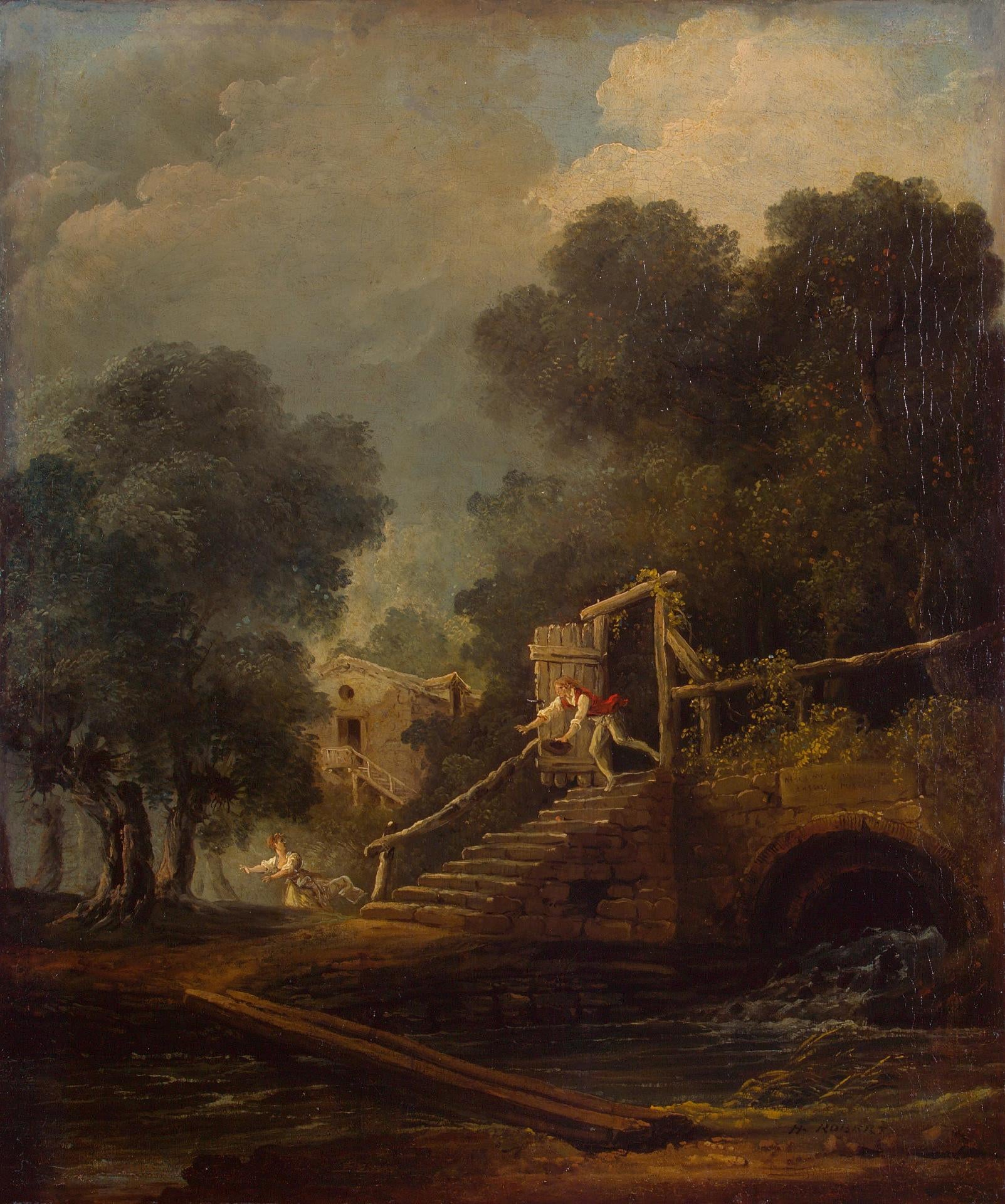 Flight of Galatea, vintage artwork by Hubert Robert, 12x8" (A4) Poster