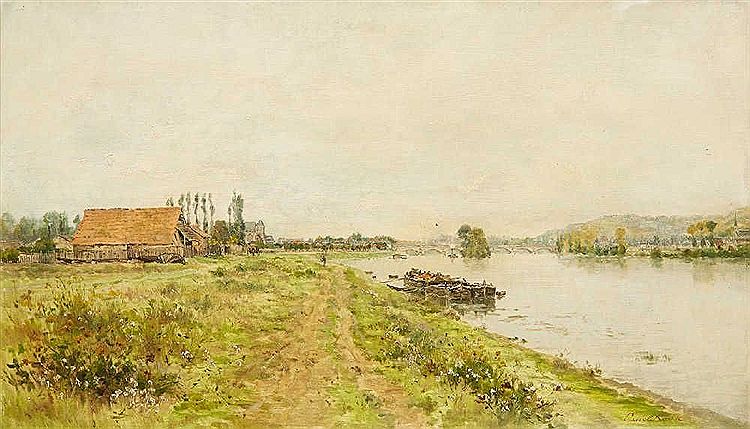 Seine near Vernon, vintage artwork by Mario Carl-Rosa, 12x8" (A4) Poster