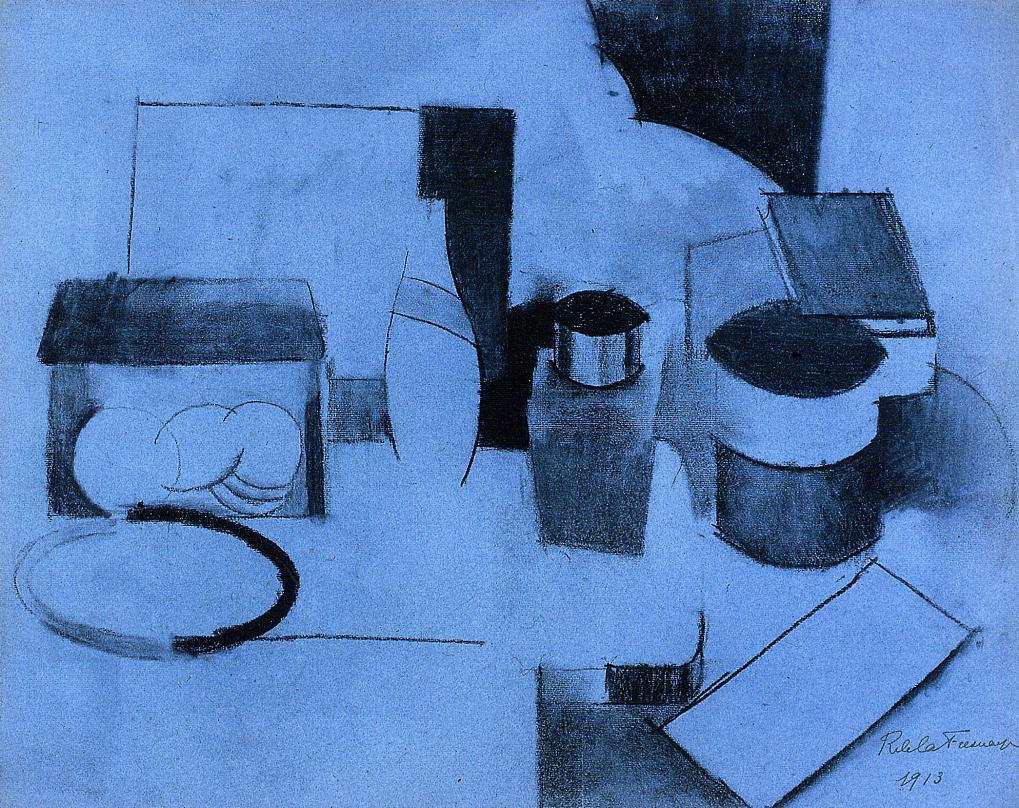 Still Life, Tin of Tea and Pot of Tobacco, vintage artwork by Roger de la Fresnaye, 12x8" (A4) Poster
