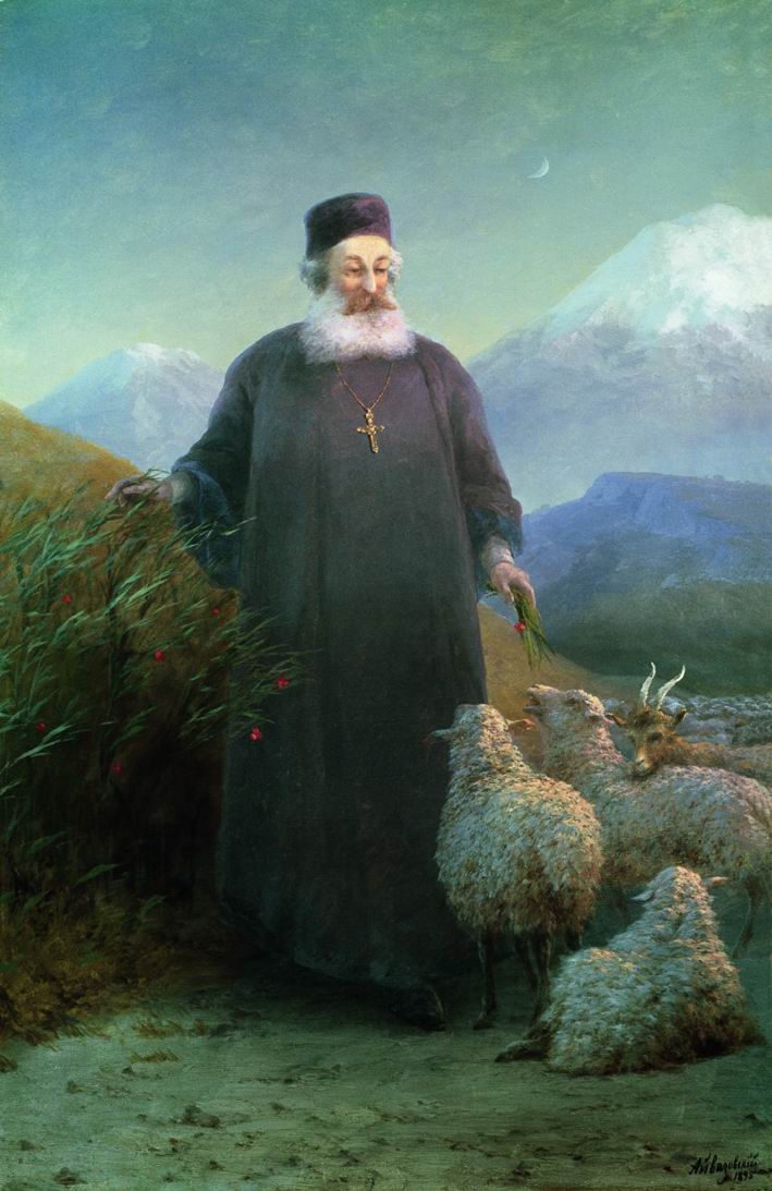 Catholicos Hrimyan Airik in the Outskirts of Holy Etchmiadzin, vintage artwork by Ivan Constantinovich Aivazovsky, A3 (16x12") Poster Print