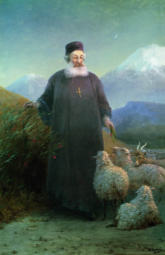 Catholicos Hrimyan Airik in the Outskirts of Holy Etchmiadzin, vintage artwork by Ivan Constantinovich Aivazovsky, A3 (16x12") Poster Print