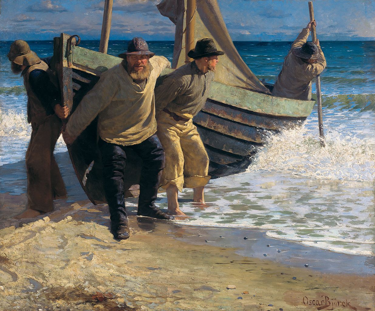 Launching the Boat. Skagen by Oscar Gustaf Bjorck,A3(16x12")Poster