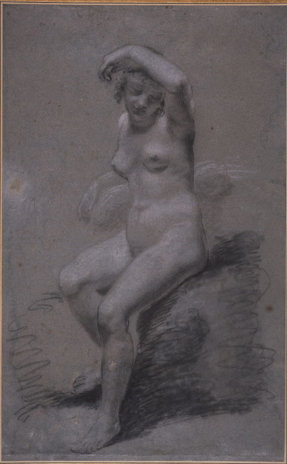 Étude de nu (Study of a Female Nude), vintage artwork by Pierre-Paul Prud'hon, 12x8" (A4) Poster