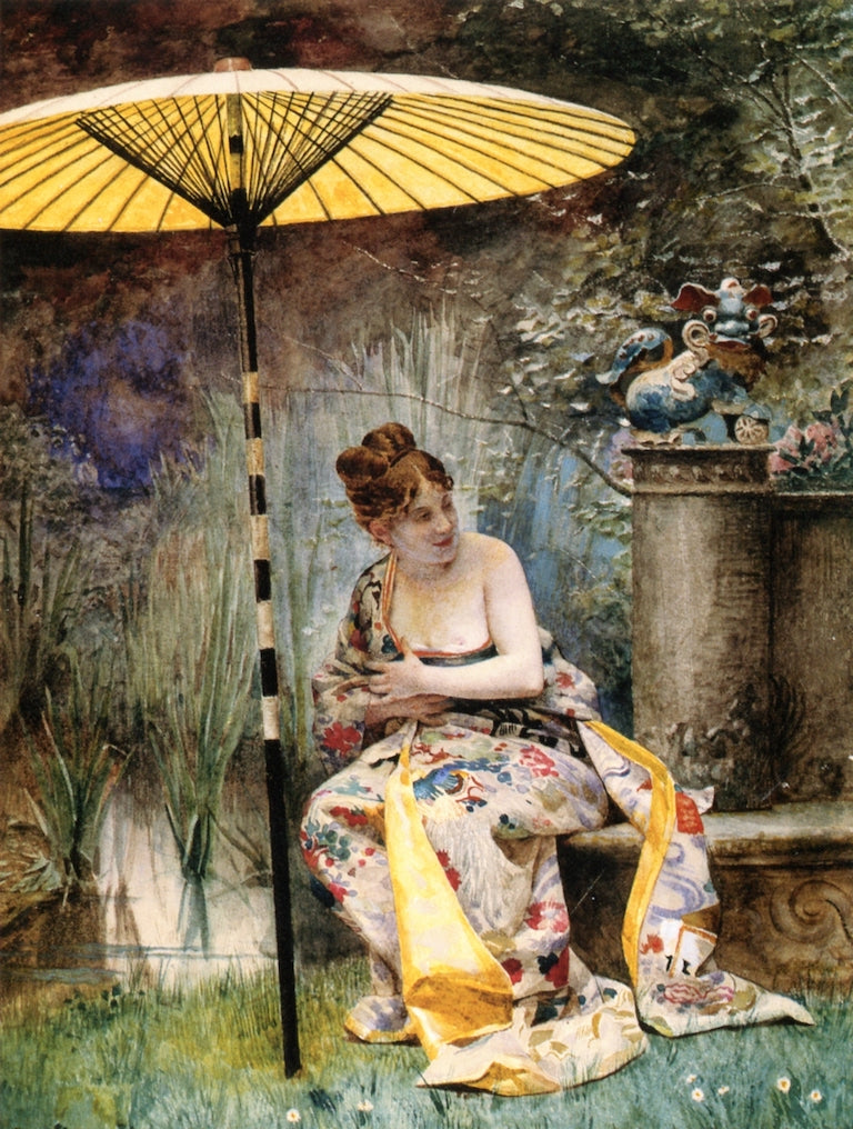 The Kimono, vintage artwork by Jehan-Georges Vibert, 12x8" (A4) Poster