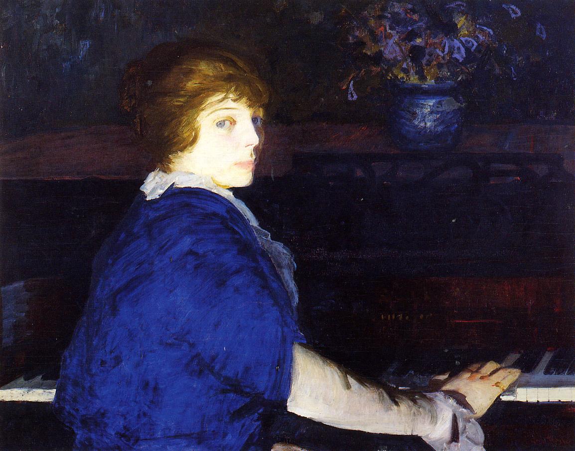 Emma at the Piano, vintage artwork by George Wesley Bellows, 12x8" (A4) Poster