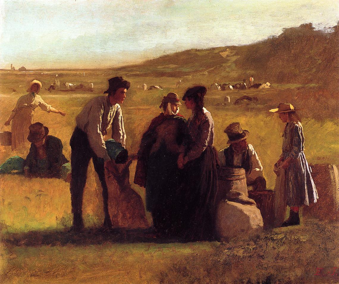Cranberry Pickers, vintage artwork by Eastman Johnson, 12x8" (A4) Poster