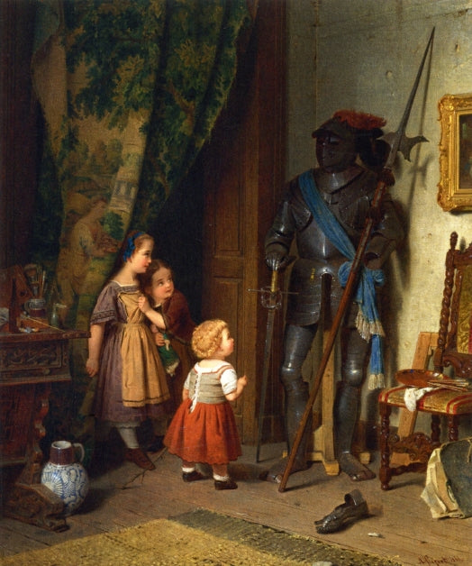 Children in the Painter's Studio, vintage artwork by August Friedrich Siegert, A3 (16x12") Poster Print