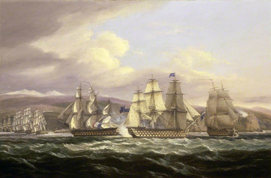 The Blockade of Toulon, 1810–1814: Pellew's Action, 5 November 1813, vintage artwork by Thomas Luny, 12x8" (A4) Poster