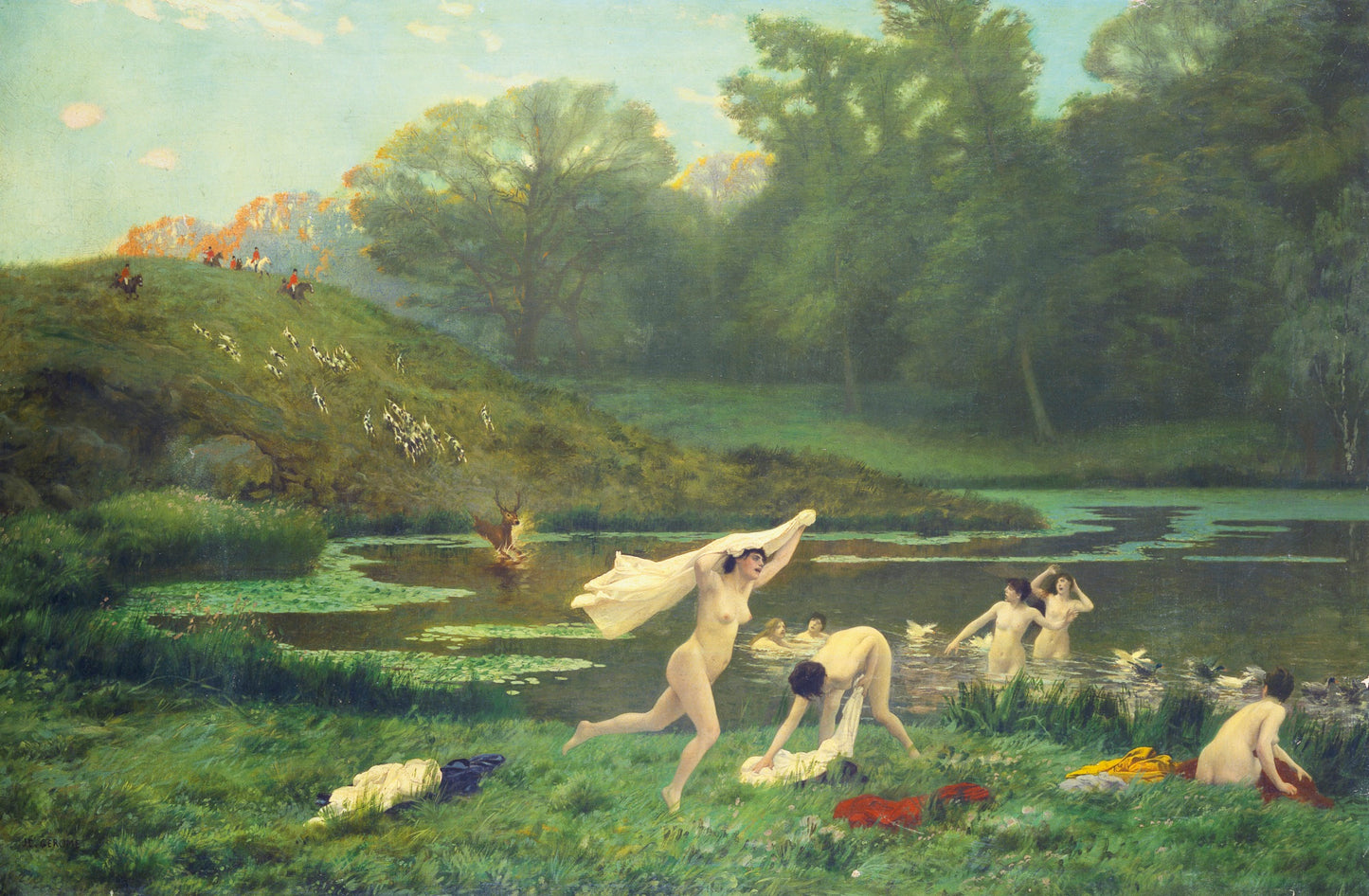 Diana and Acteon, vintage artwork by Jean-Leon Gerôme, 12x8" (A4) Poster