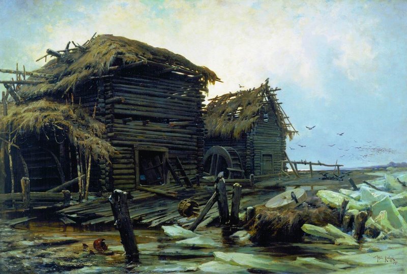 An Abandoned Mill, vintage artwork by Julius Klever, 12x8" (A4) Poster