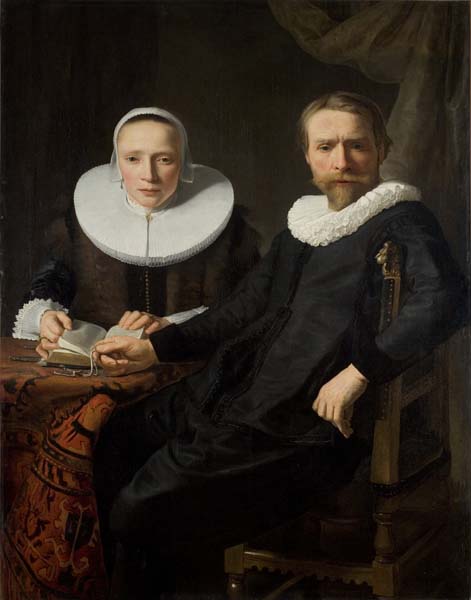 A Double Portrait, vintage artwork by Abraham de Vries, 12x8" (A4) Poster