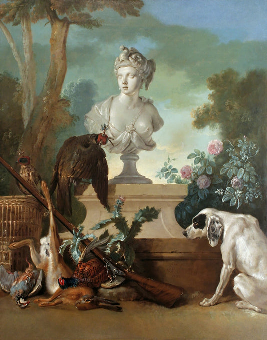 Still life with the bust of Africa, vintage artwork by Jean-Baptiste Oudry, 12x8" (A4) Poster
