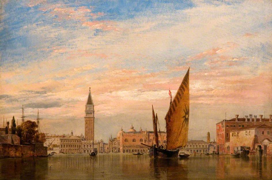 On the Bacino di San Marco, Venice, vintage artwork by Edward William Cooke, R.A., A3 (16x12") Poster Print