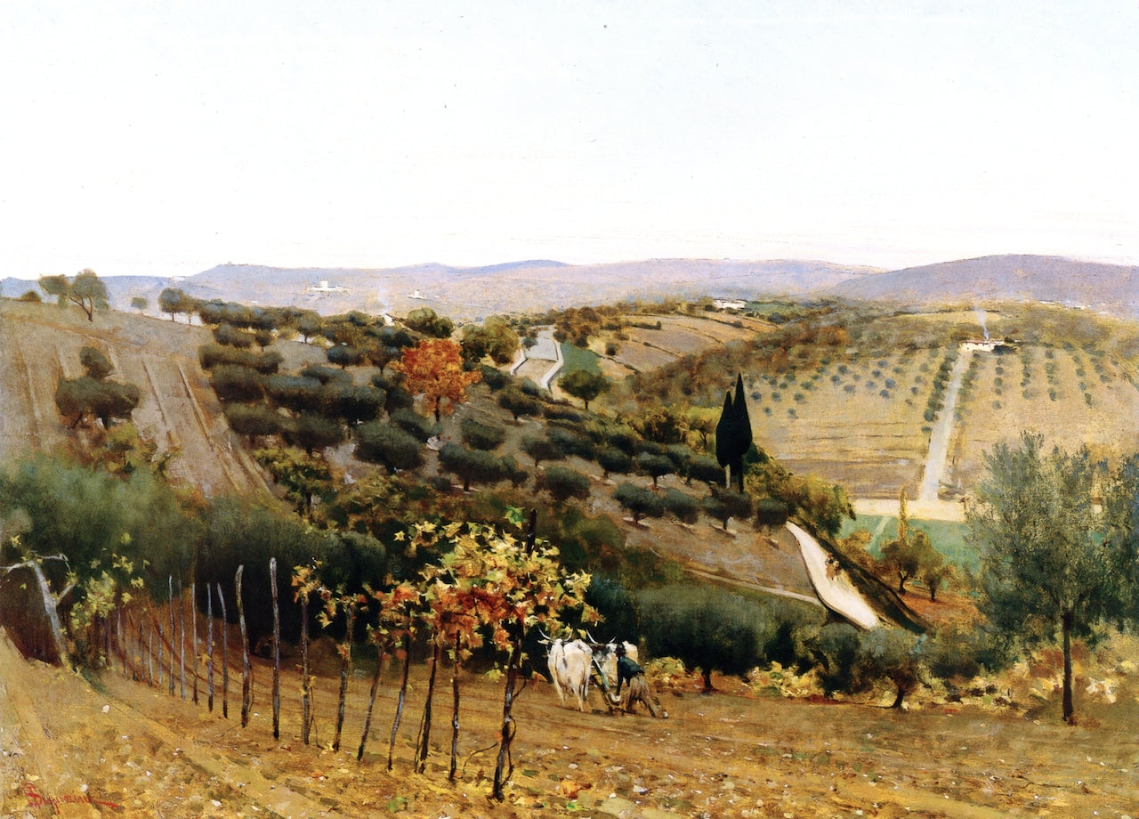 Autunno nella campagna senese, vintage artwork by Telemaco Signorini, 12x8" (A4) Poster
