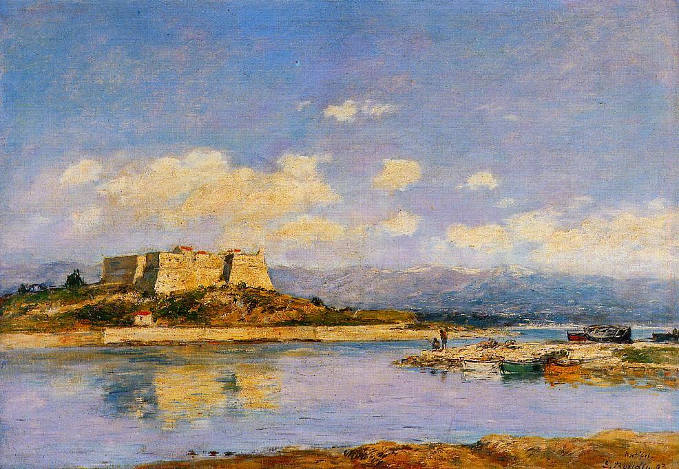 Antibes, Fort Carre, vintage artwork by Eugène-Louis Boudin, 12x8" (A4) Poster