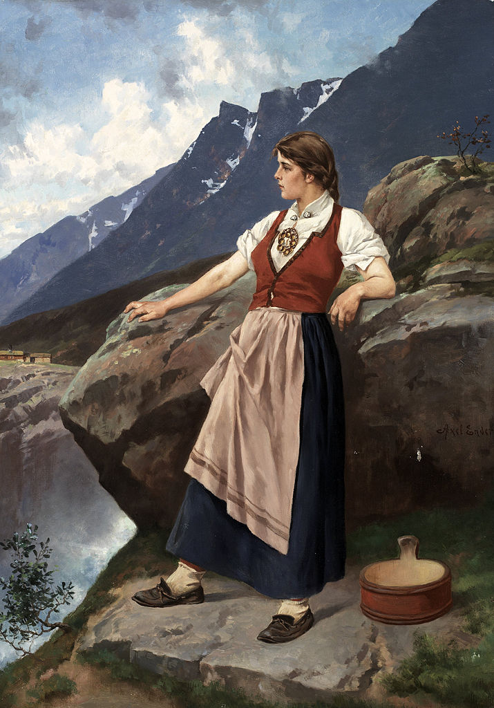 Woman at lookout by Axel Hjalmar Ender,A3(16x12")Poster