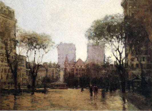 The Plaza at 59th Street, vintage artwork by Paul Cornoyer, 12x8" (A4) Poster