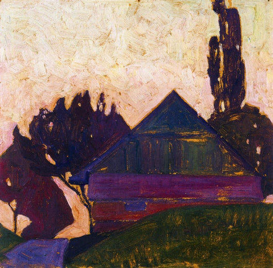 House Between Trees I, vintage artwork by Egon Schiele, 12x8" (A4) Poster