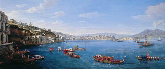 Posillipo with the Palazzo Donn’Anna, Naples, vintage artwork by Caspar van Wittel, 12x8" (A4) Poster