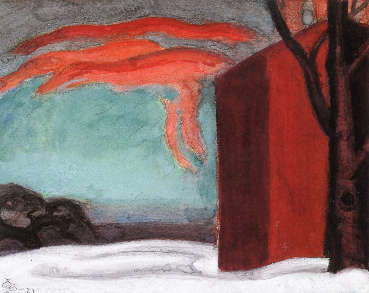 Lent Evening (study), vintage artwork by Oscar Bluemner, 12x8" (A4) Poster