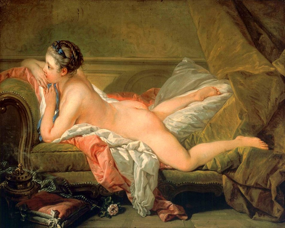 The Blonde Odalisque (Munich version), vintage artwork by François Boucher, 12x8" (A4) Poster