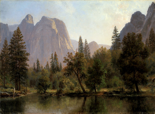 Cathedral Rocks, Yosemite Valley, vintage artwork by Albert Bierstadt, 12x8" (A4) Poster