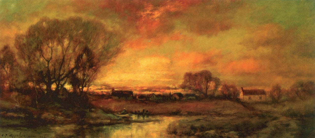 Sunset over a Farm, vintage artwork by Charles P. Appel, 12x8" (A4) Poster
