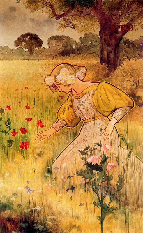The Seasons - Summer, vintage artwork by Alexandre de Riquer, 12x8" (A4) Poster