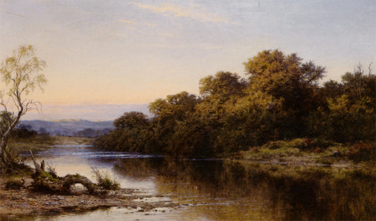 An Autumn Evening on the Lledr, North Wales, vintage artwork by Benjamin Williams Leader, 12x8" (A4) Poster