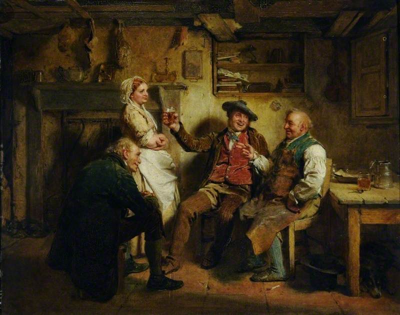 Highland Interior with Figures, vintage artwork by John Faed, R.S.A., A3 (16x12") Poster Print