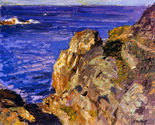 Cliff to the Ocean, vintage artwork by Edward Henry Potthast, 12x8" (A4) Poster