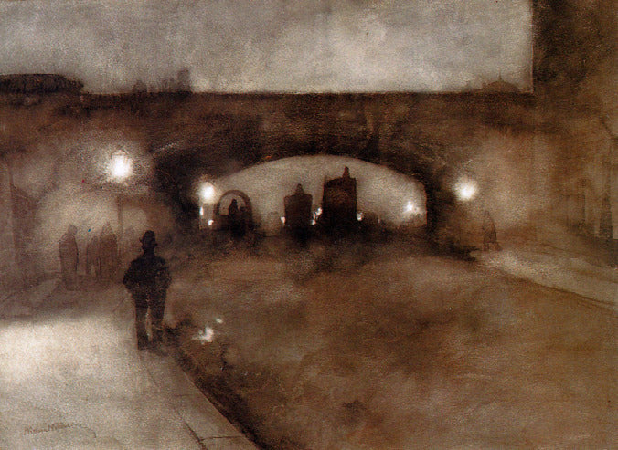 Waterloo Britdge at Night by Willam Arnold Witsen,A3(16x12")Poster