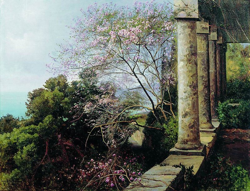 Landscape in Crimea, vintage artwork by Iosif Krachkovsky, 12x8" (A4) Poster