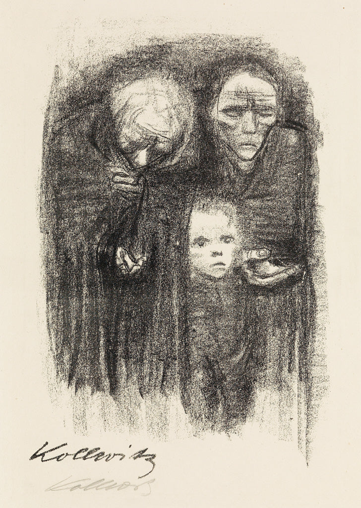 Hunger, vintage artwork by Käthe Kollwitz, 12x8" (A4) Poster
