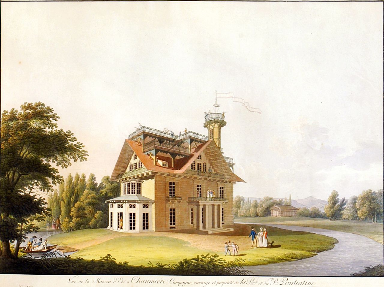 Summer house of Prince Putiatin, vintage artwork by Christian Gottlob Hammer, 12x8" (A4) Poster