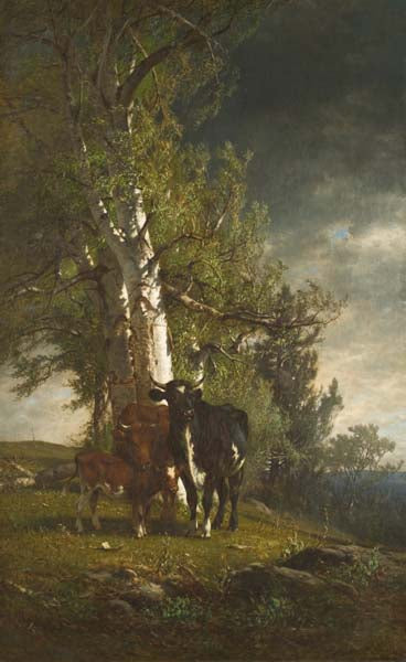 Friends in a Storm Approaching, vintage artwork by James McDougal Hart, 12x8" (A4) Poster