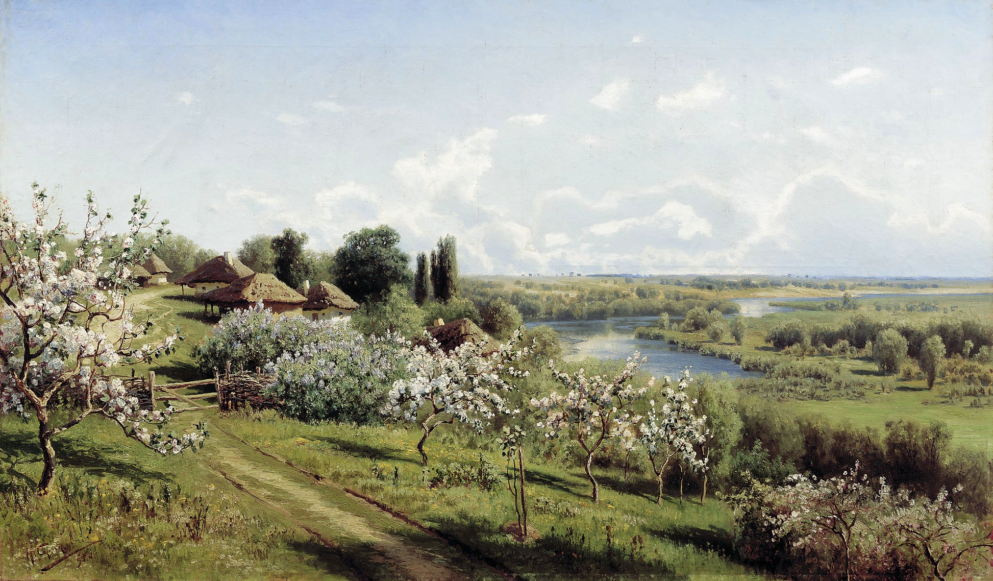 Apple Trees in Bloom by Nikolai Sergeyev,A3(16x12")Poster