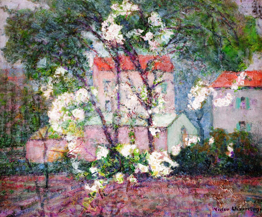 Springtime in the Country, vintage artwork by Victor Charreton, 12x8" (A4) Poster