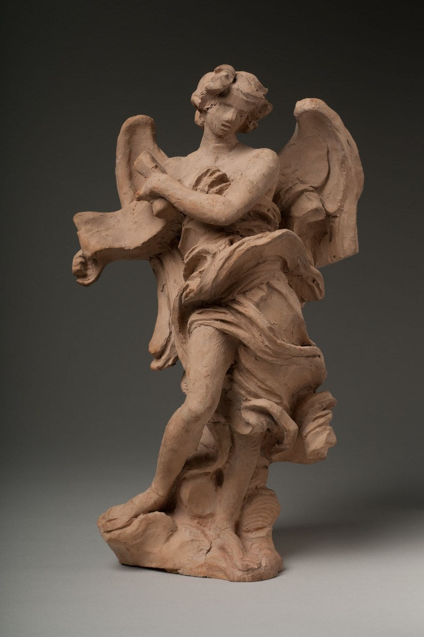Standing Angel with Scroll, vintage artwork by Gian Lorenzo Bernini, 12x8" (A4) Poster