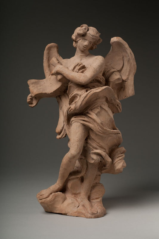 Standing Angel with Scroll, vintage artwork by Gian Lorenzo Bernini, 12x8" (A4) Poster