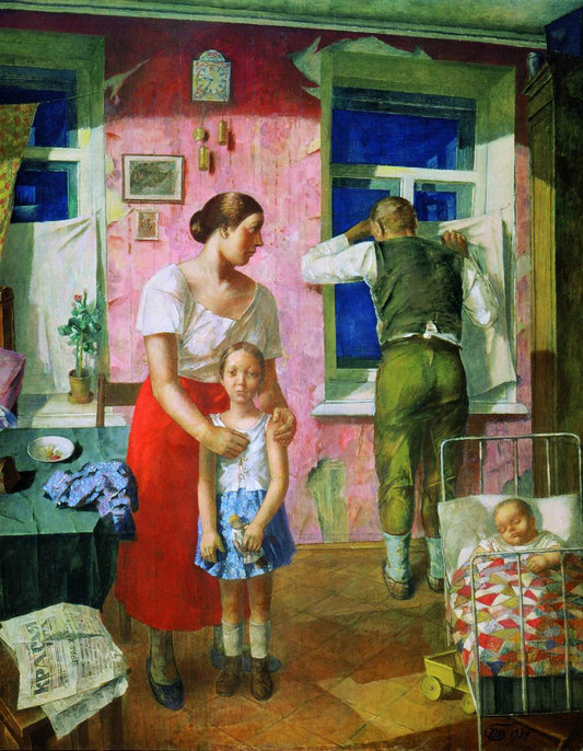 Alarm, 1919, vintage artwork by Kuzma Petrov-Vodkin, 12x8" (A4) Poster