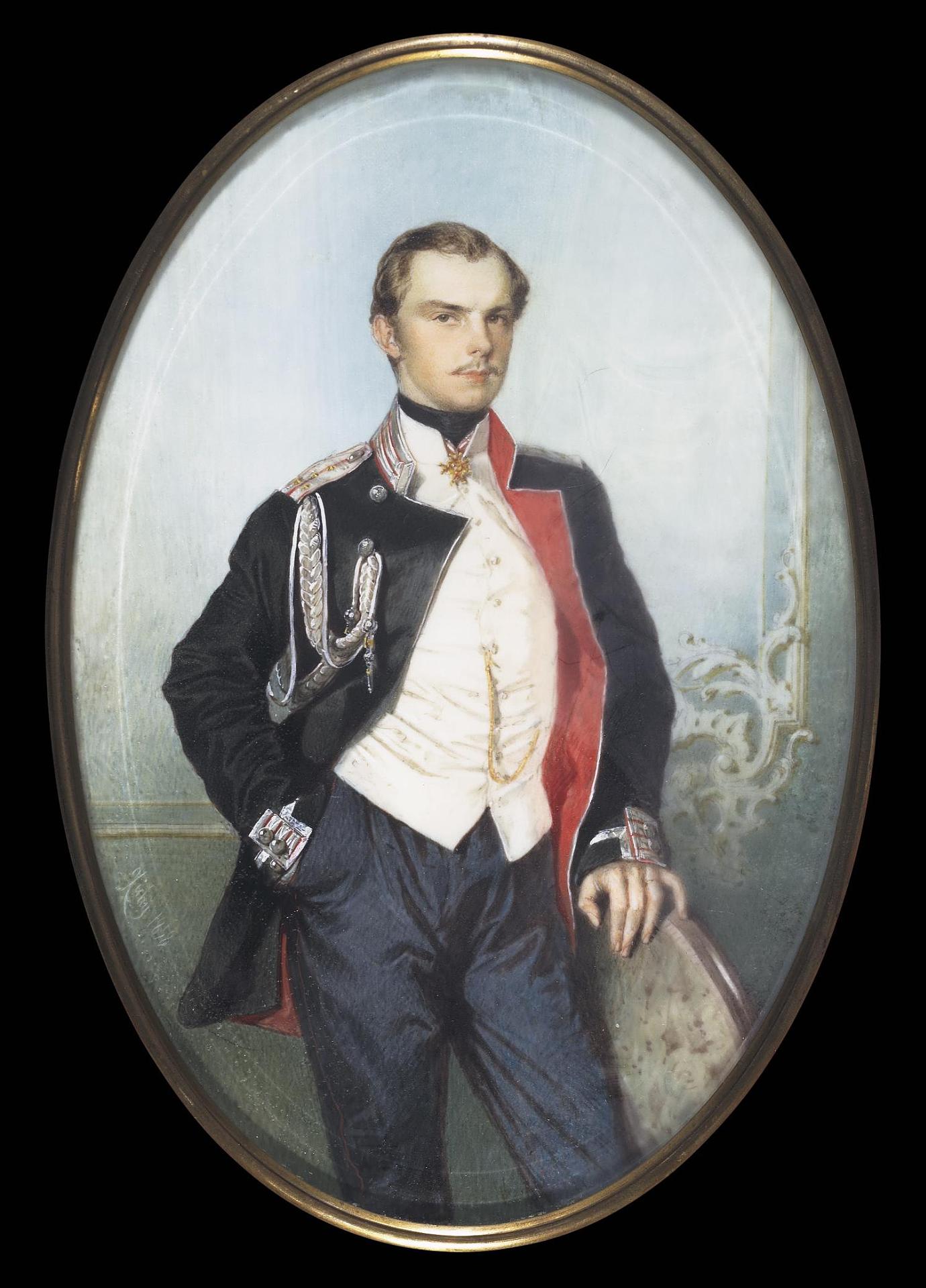 Portrait of Count Vladimir Levashov, vintage artwork by Mihály Zichy, 12x8" (A4) Poster