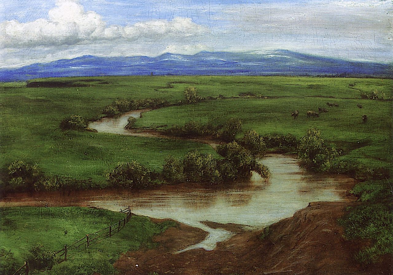 Campagna-Landscape (Aqua Cetsoa), vintage artwork by Hans Thoma, 12x8" (A4) Poster
