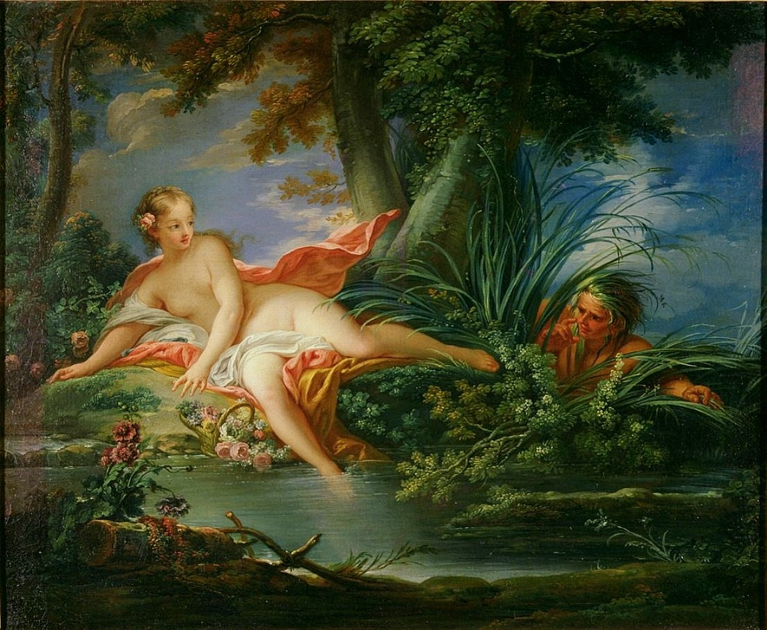 The Bather Surprised, vintage artwork by François Boucher, 12x8" (A4) Poster