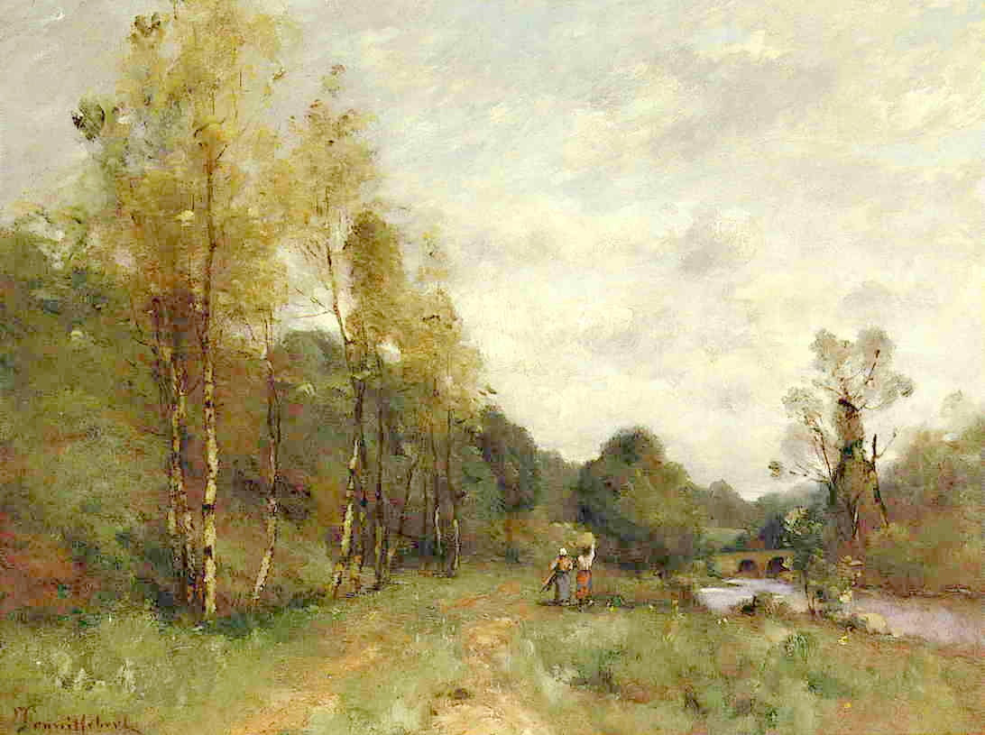 Banks of the River, vintage artwork by Paul-Desire Trouillebert, 12x8" (A4) Poster