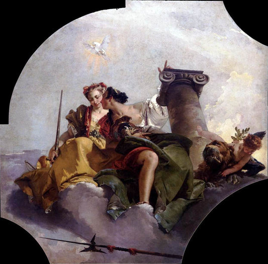 Fortitude and Justice, vintage artwork by Giovanni Battista Tiepolo, 12x8" (A4) Poster