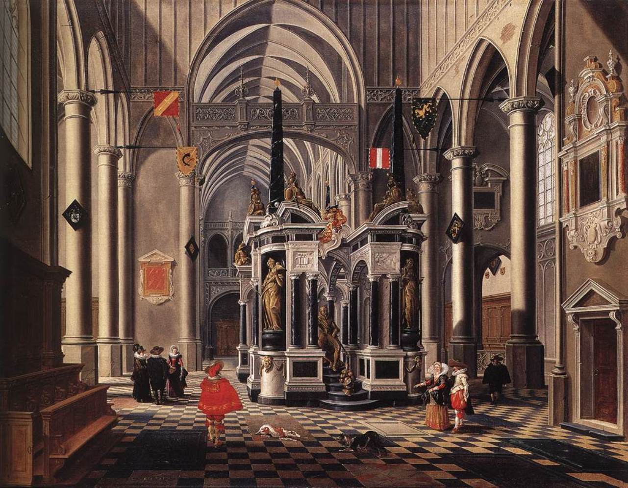The Tomb of William the Silent in the Niewe Kerk of Delft, vintage artwork by Bartholomeus van Bassen, 12x8" (A4) Poster