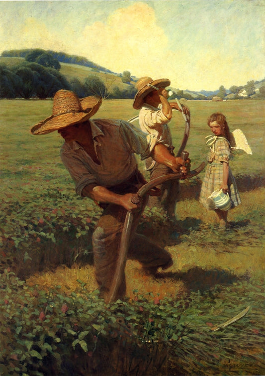 The Scythers, vintage artwork by Newell Convers (N.C.) Wyeth, 12x8" (A4) Poster